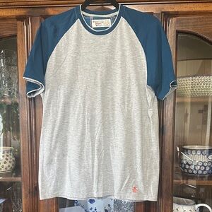 Original Penguin Gray Body with Blue Raglan Sleeves Short-Sleeve Tee